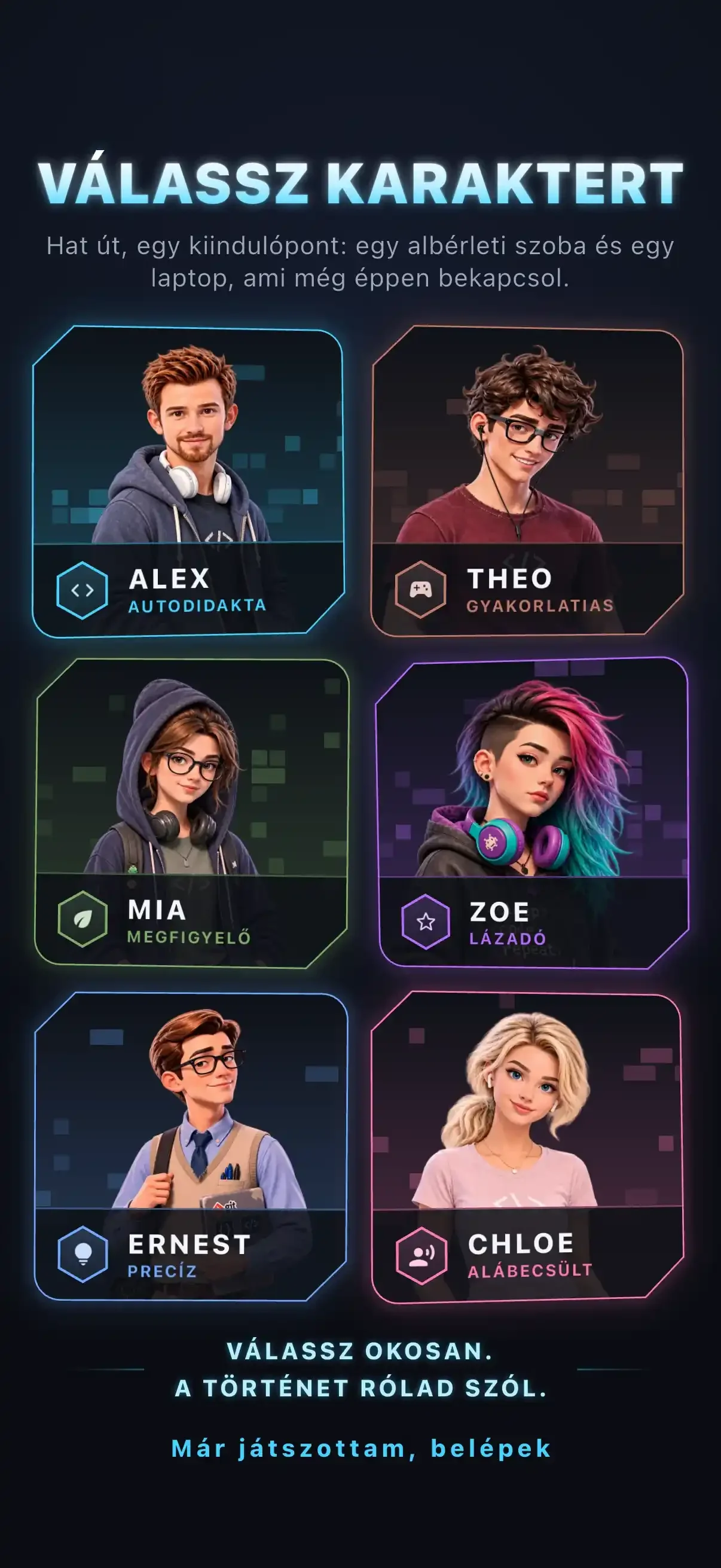 Character select with six characters