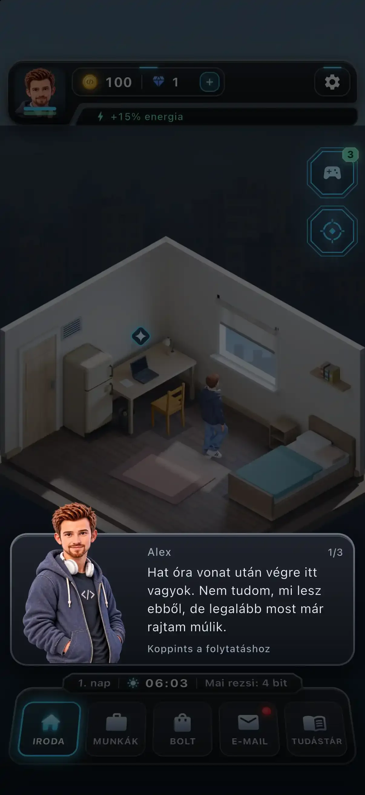 Story: the first evening in the rented room