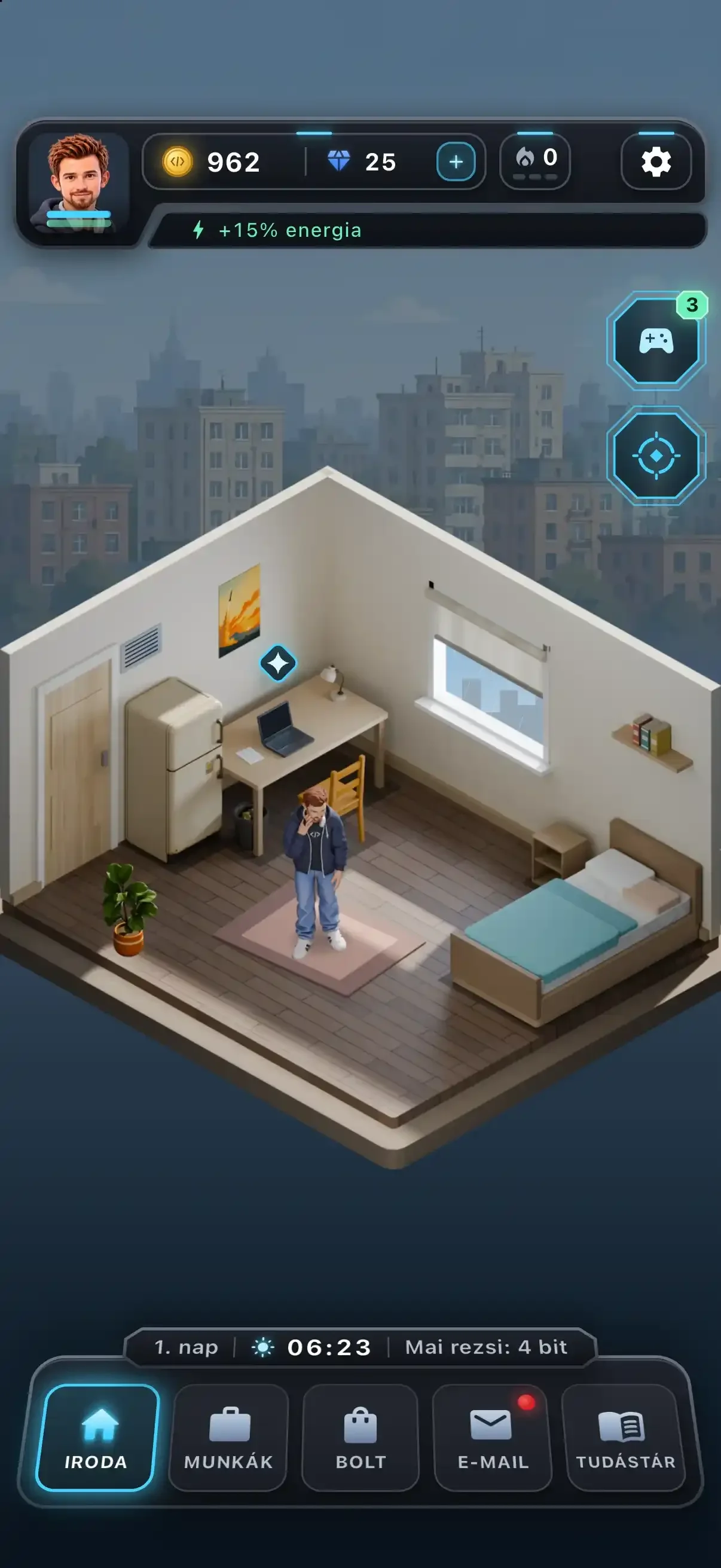 The rented room in daylight